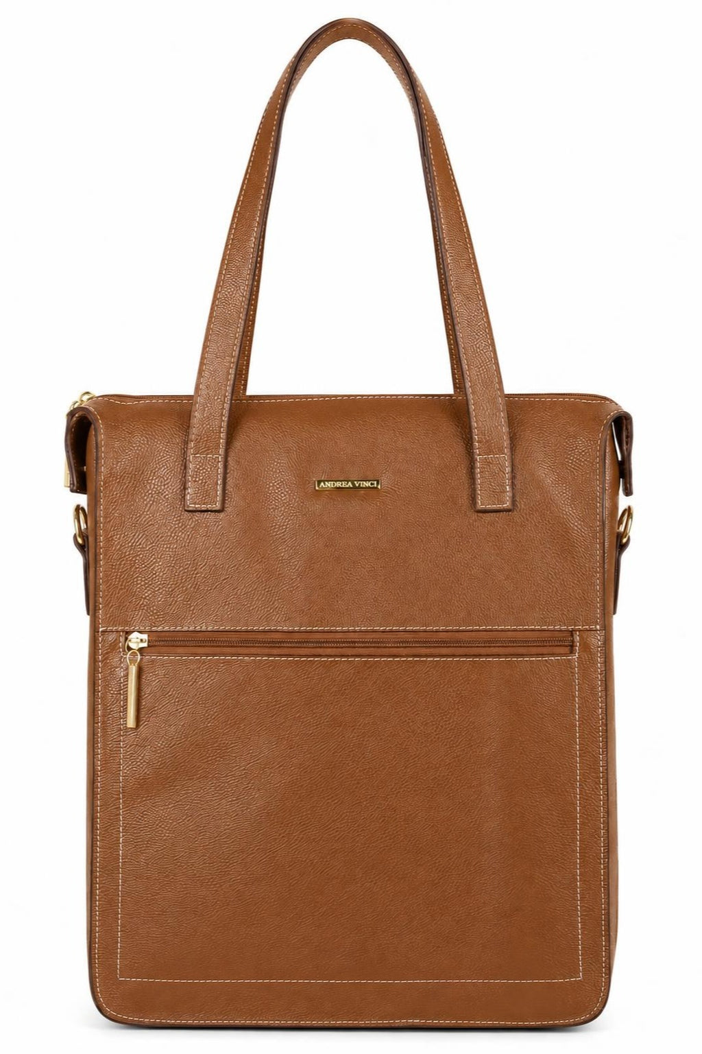Bolsa/Pasta para notebook em couro liso Sandra — Caramelo