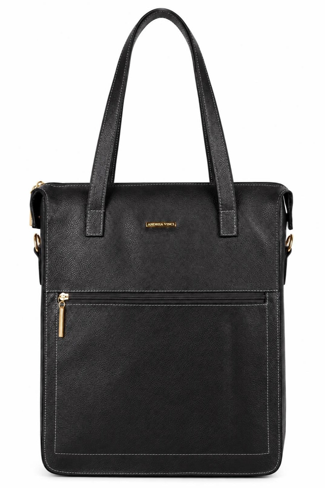 Bolsa/Pasta para notebook em couro liso Sandra — Preto