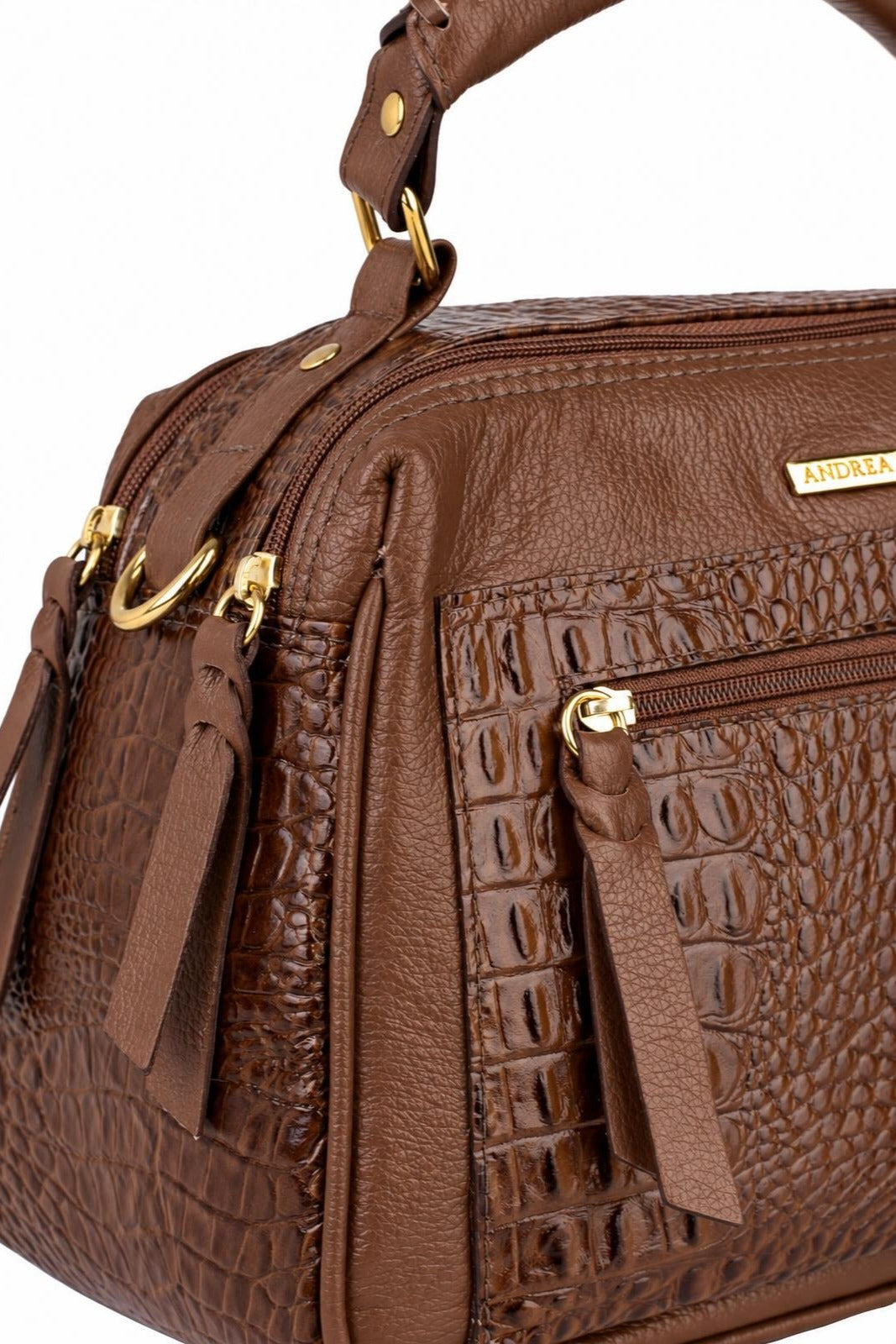 Bolsa pequena de couro croco Ruth — Whisky