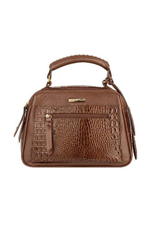 Bolsa pequena de couro croco Ruth — Whisky