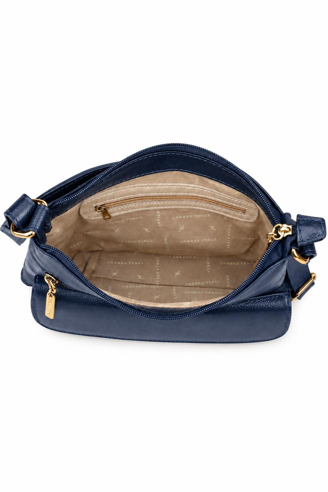Bolsa pequena transversal de couro liso Alana — Azul