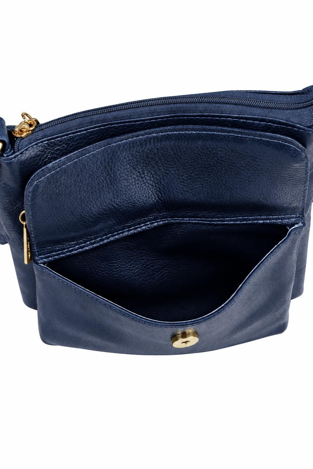 Bolsa pequena transversal de couro liso Alana — Azul