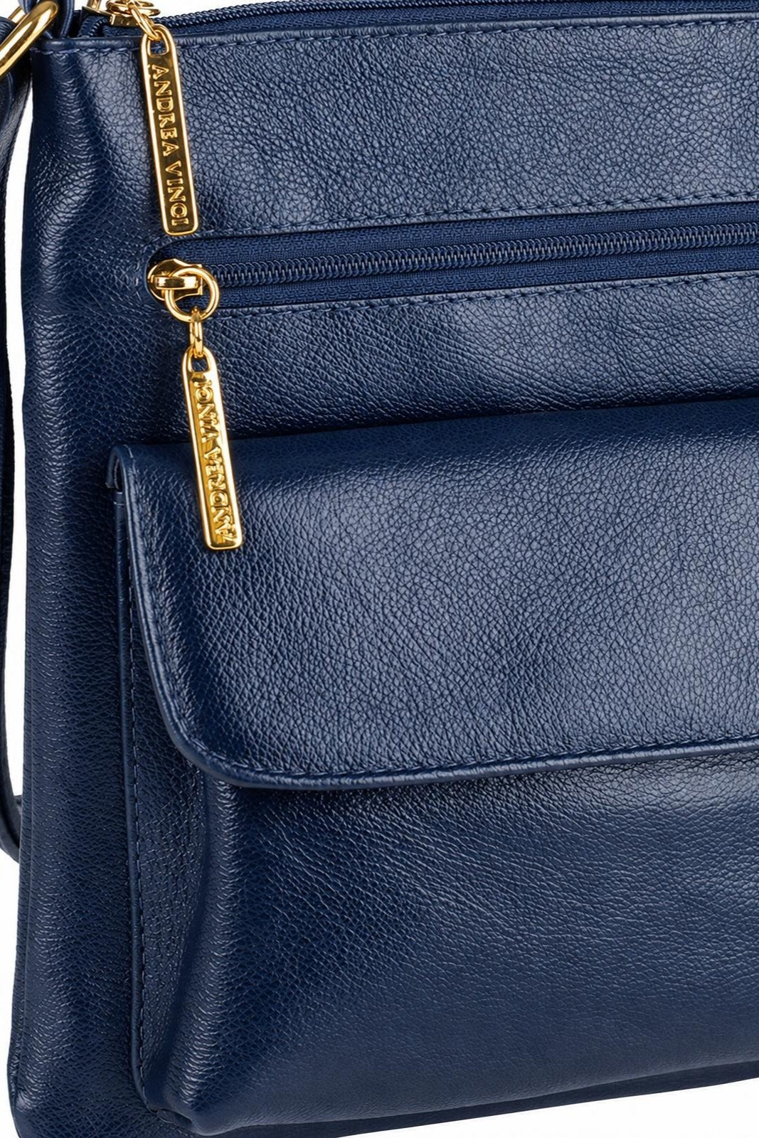 Bolsa pequena transversal de couro liso Alana — Azul