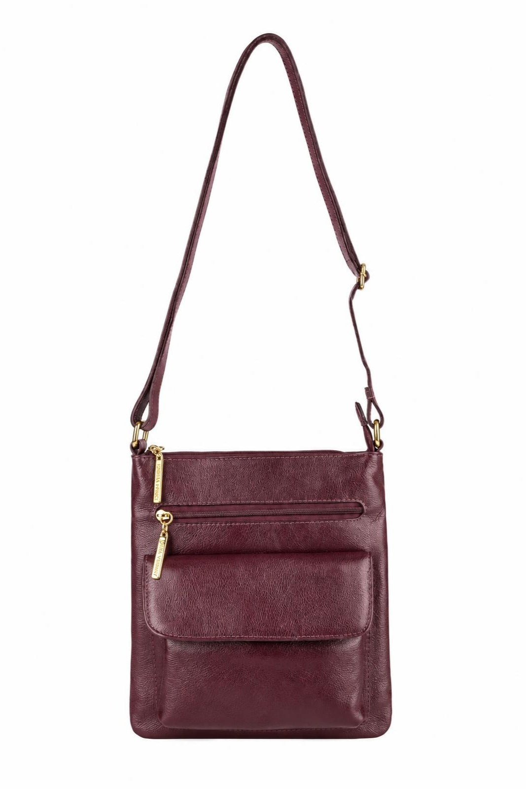 Bolsa pequena transversal de couro liso Alana — Marsala