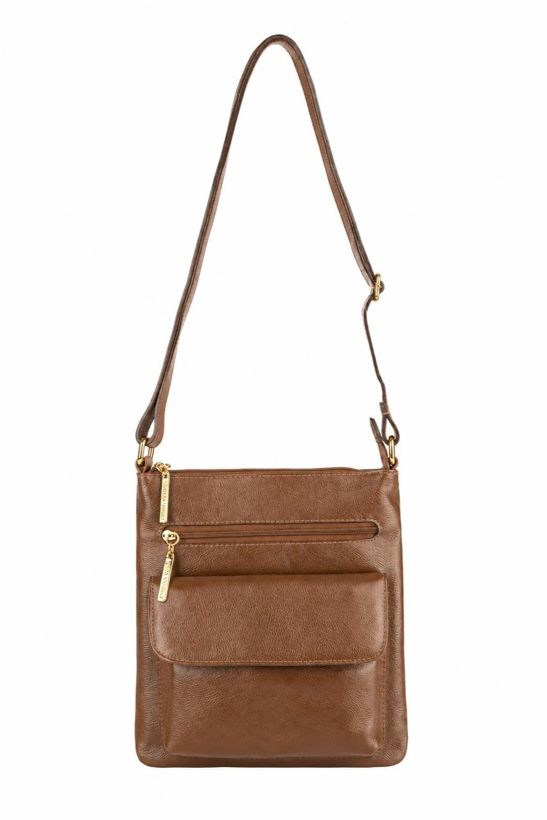 Bolsa pequena transversal de couro liso Alana — Whisky