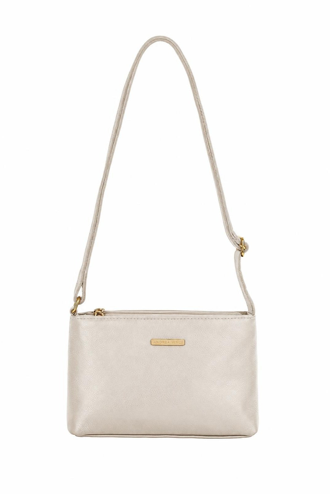 Bolsa pequena transversal de couro liso Iris — Marfim
