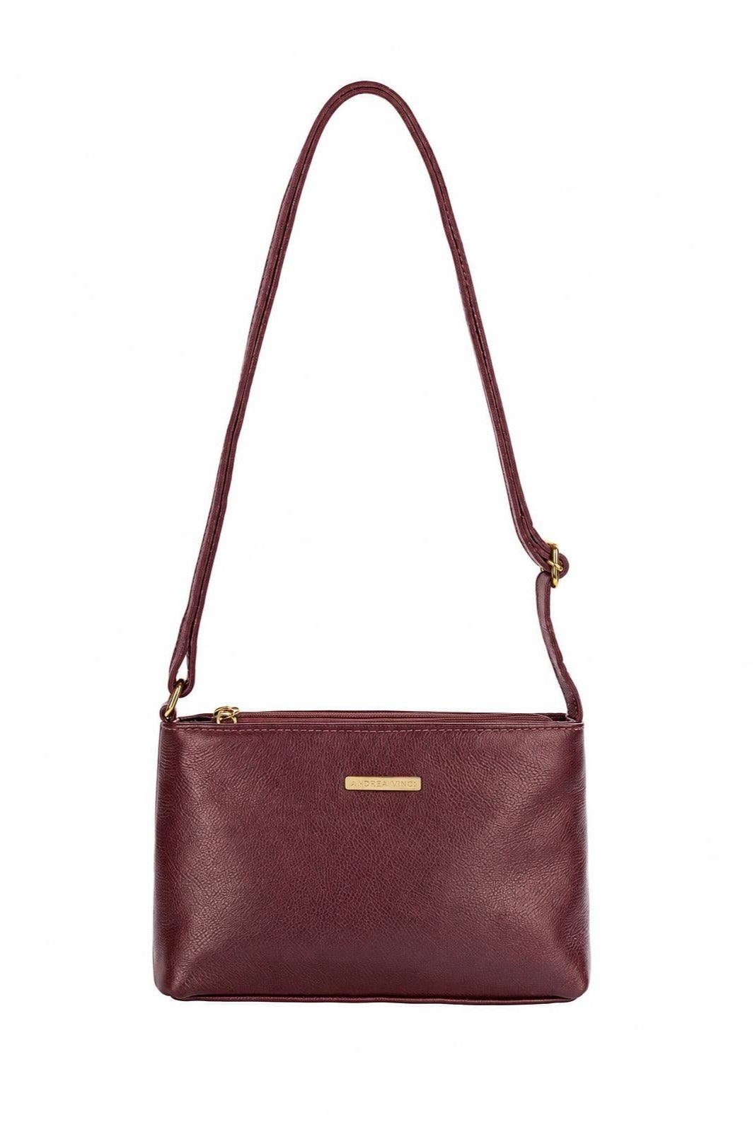 Bolsa pequena transversal de couro liso Iris — Marsala
