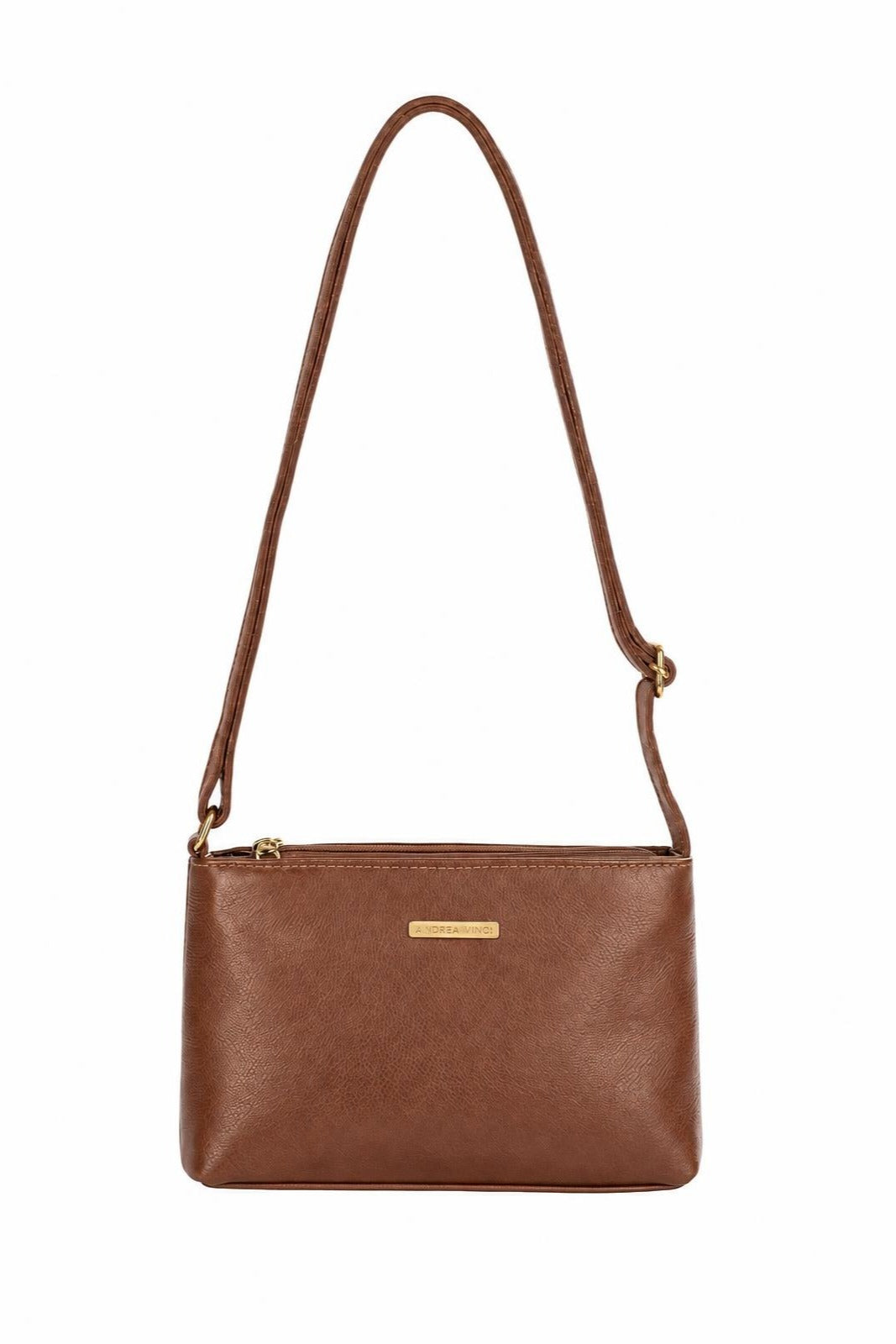 Bolsa pequena transversal de couro liso Iris — Whisky