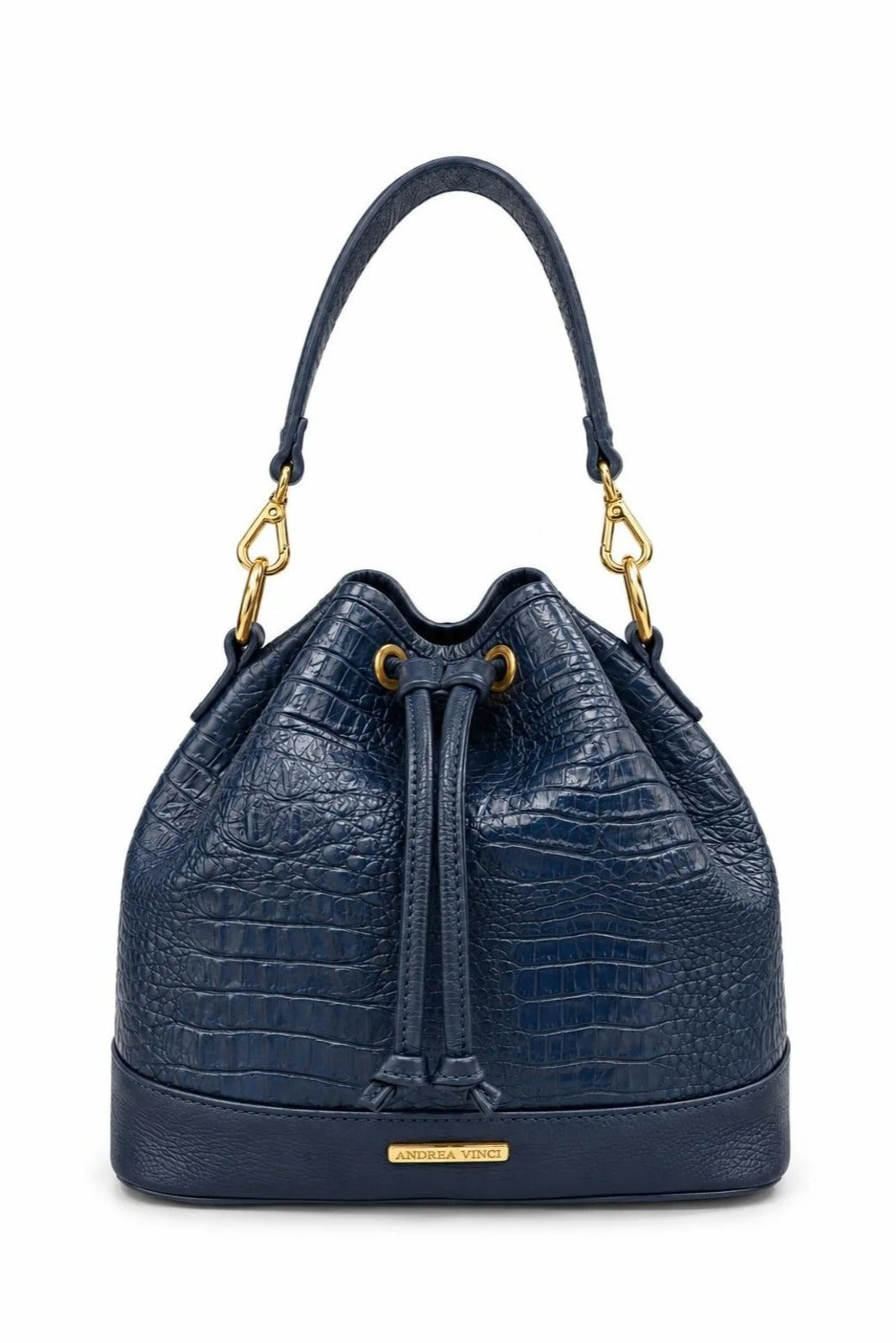 Bolsa saco em couro croco Nadia — Azul
