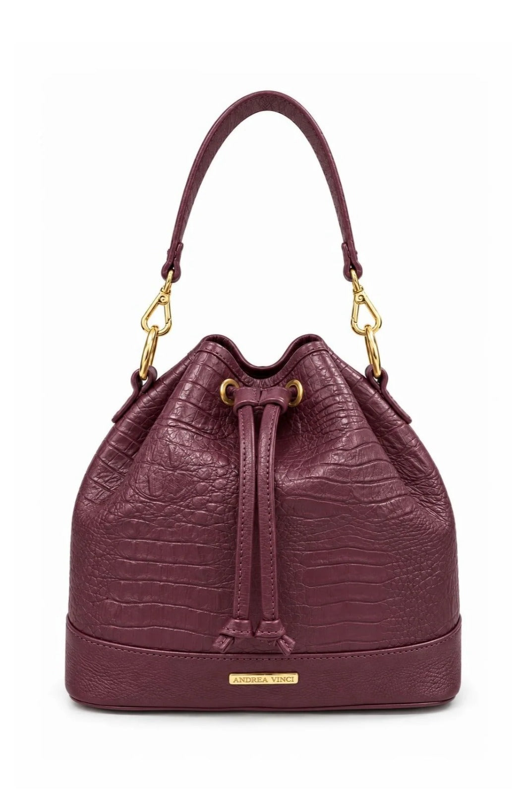 Bolsa saco em couro croco Nadia — Marsala