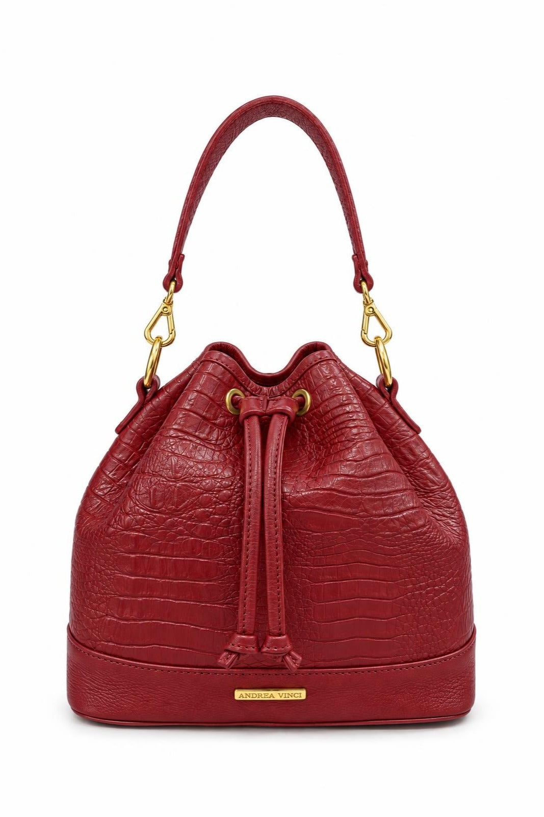 Bolsa saco em couro croco Nadia — Vermelho