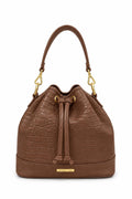 Bolsa saco em couro croco Nadia — Whisky