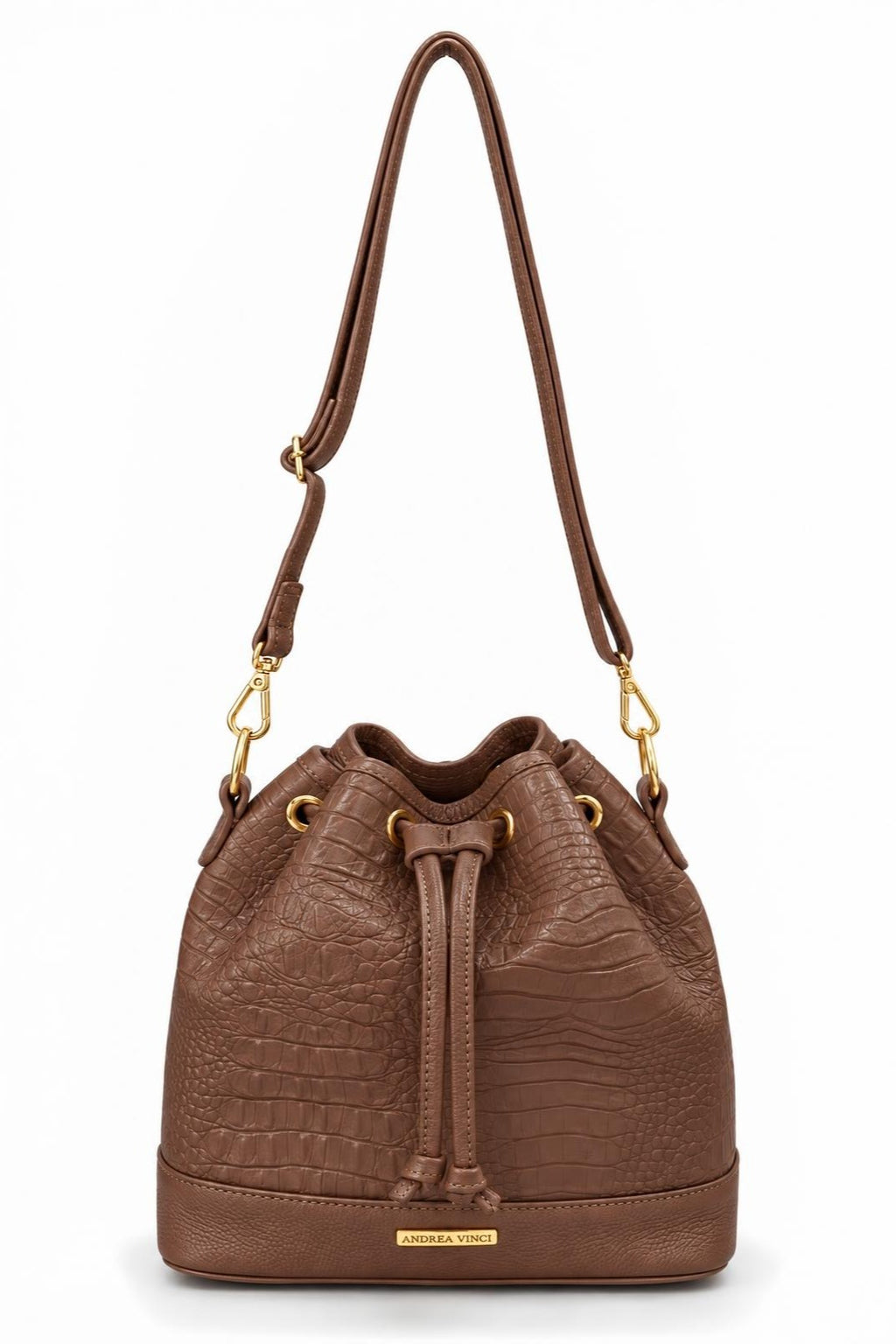 Bolsa saco em couro croco Nadia — Whisky