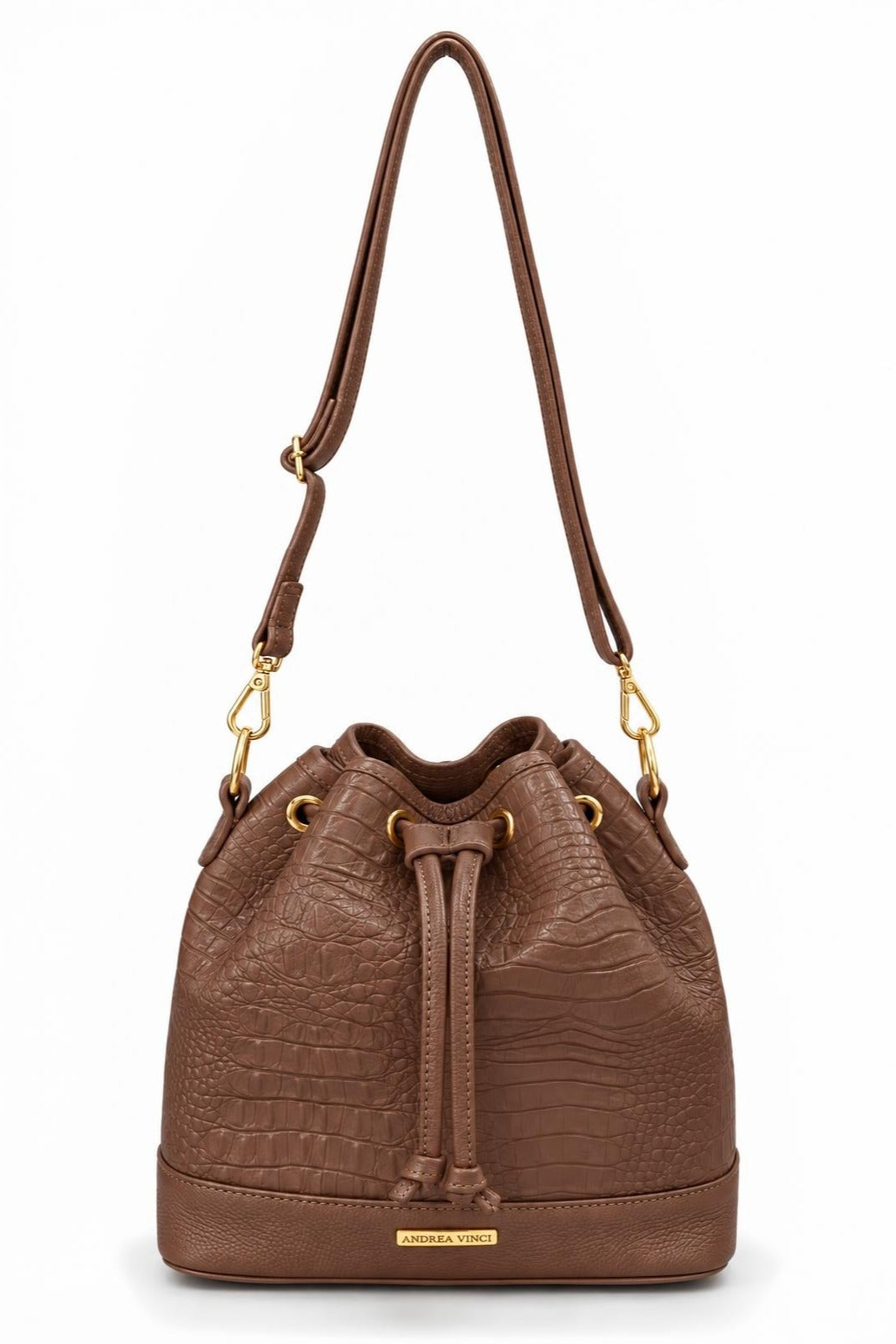 Bolsa saco em couro croco Nadia — Whisky