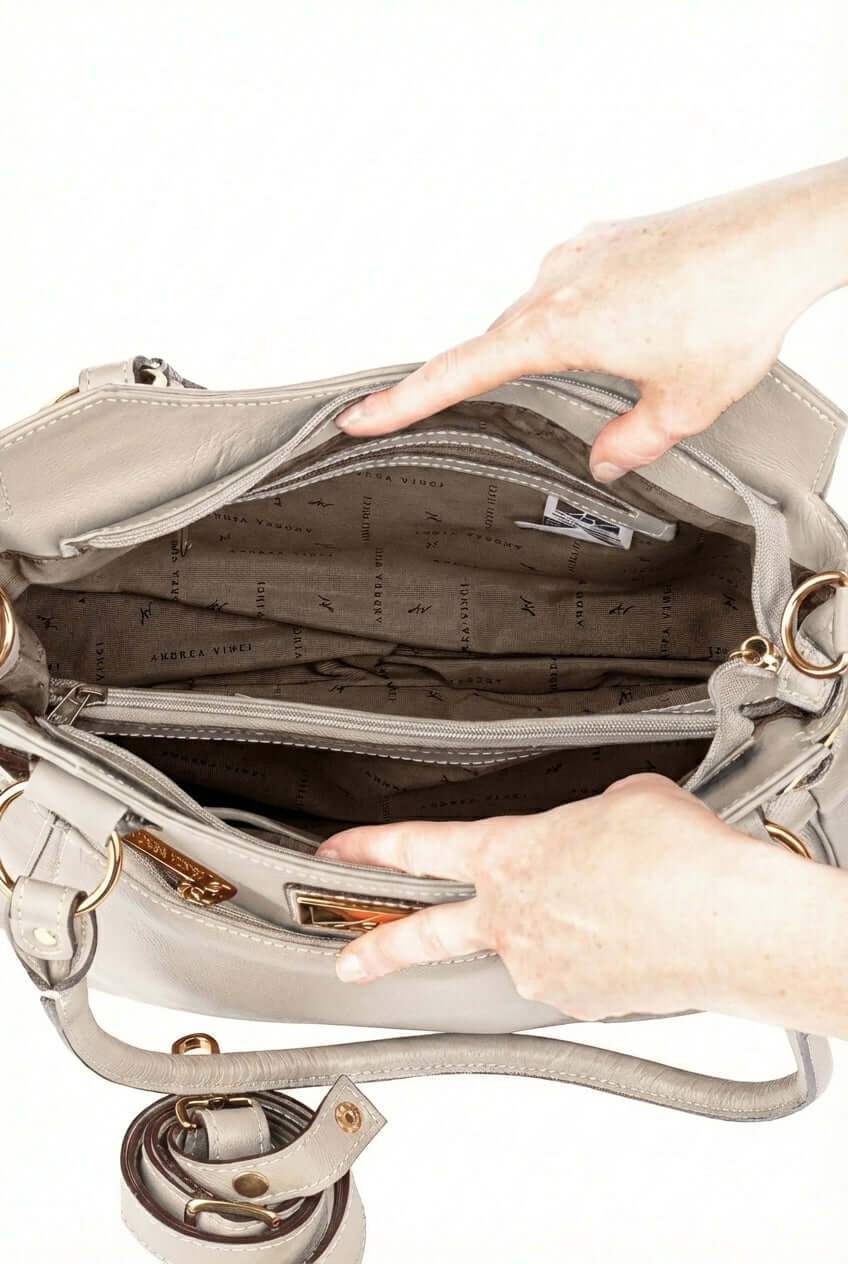 Bolsa grande de couro liso Lúcia - Enluaze