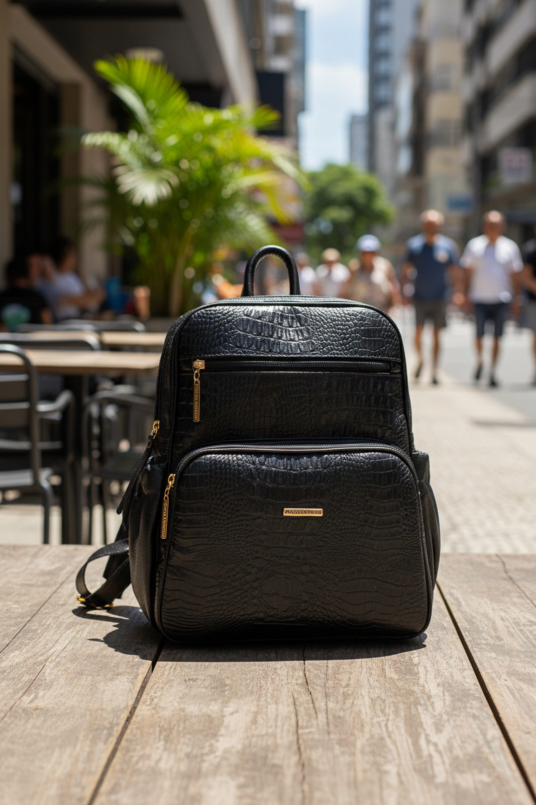 Mochila feminina de couro croco Zaya – Enluaze Comércio de