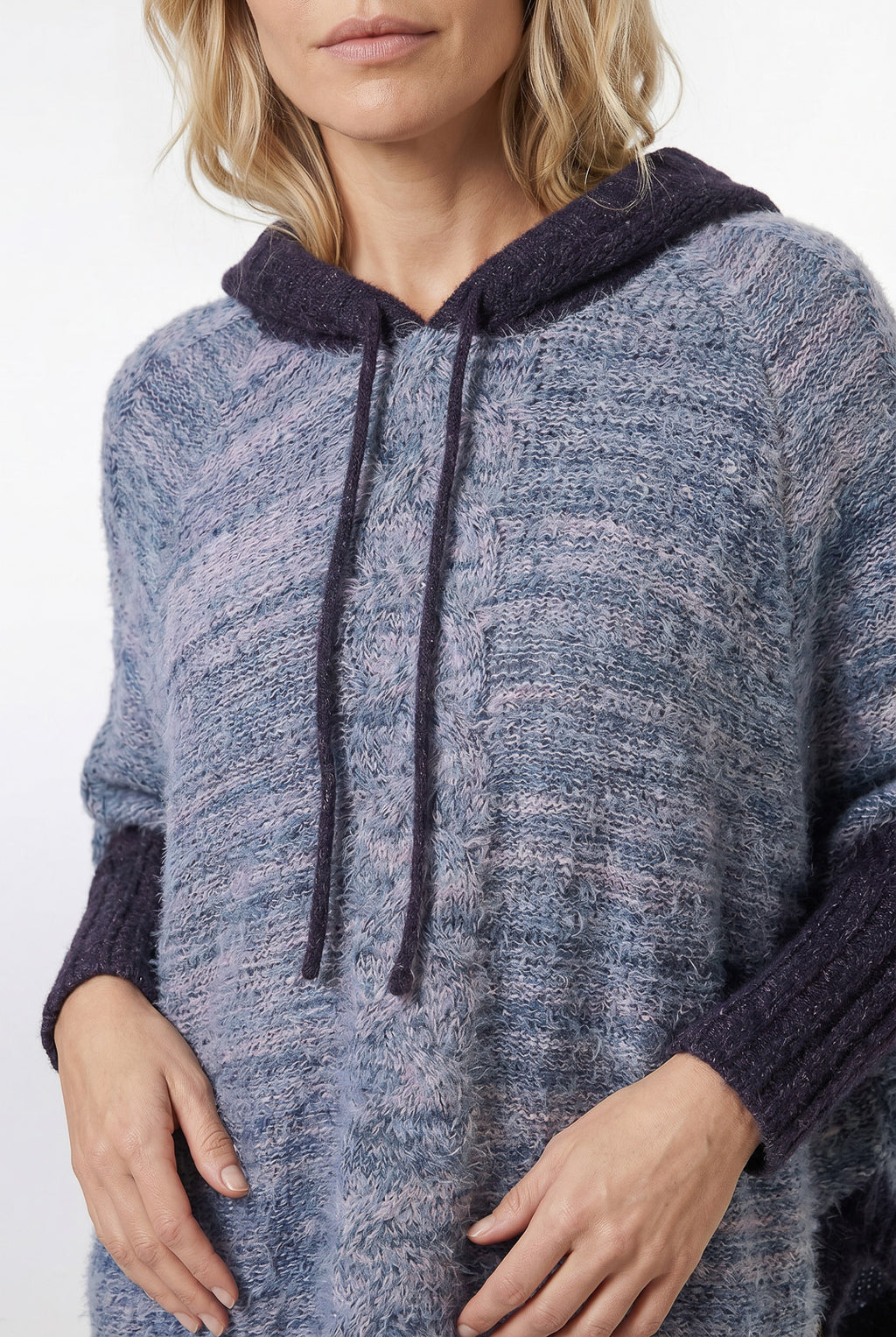 Poncho de tricô feminino mesclado 60003