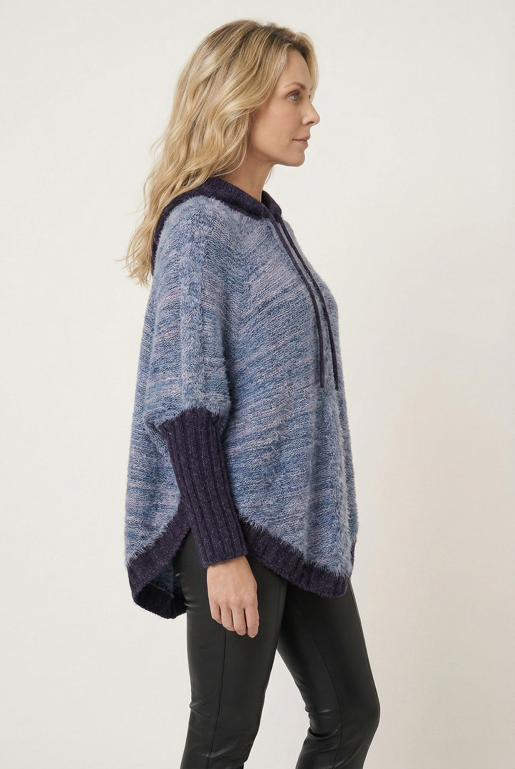 Poncho de tricô feminino mesclado 60003