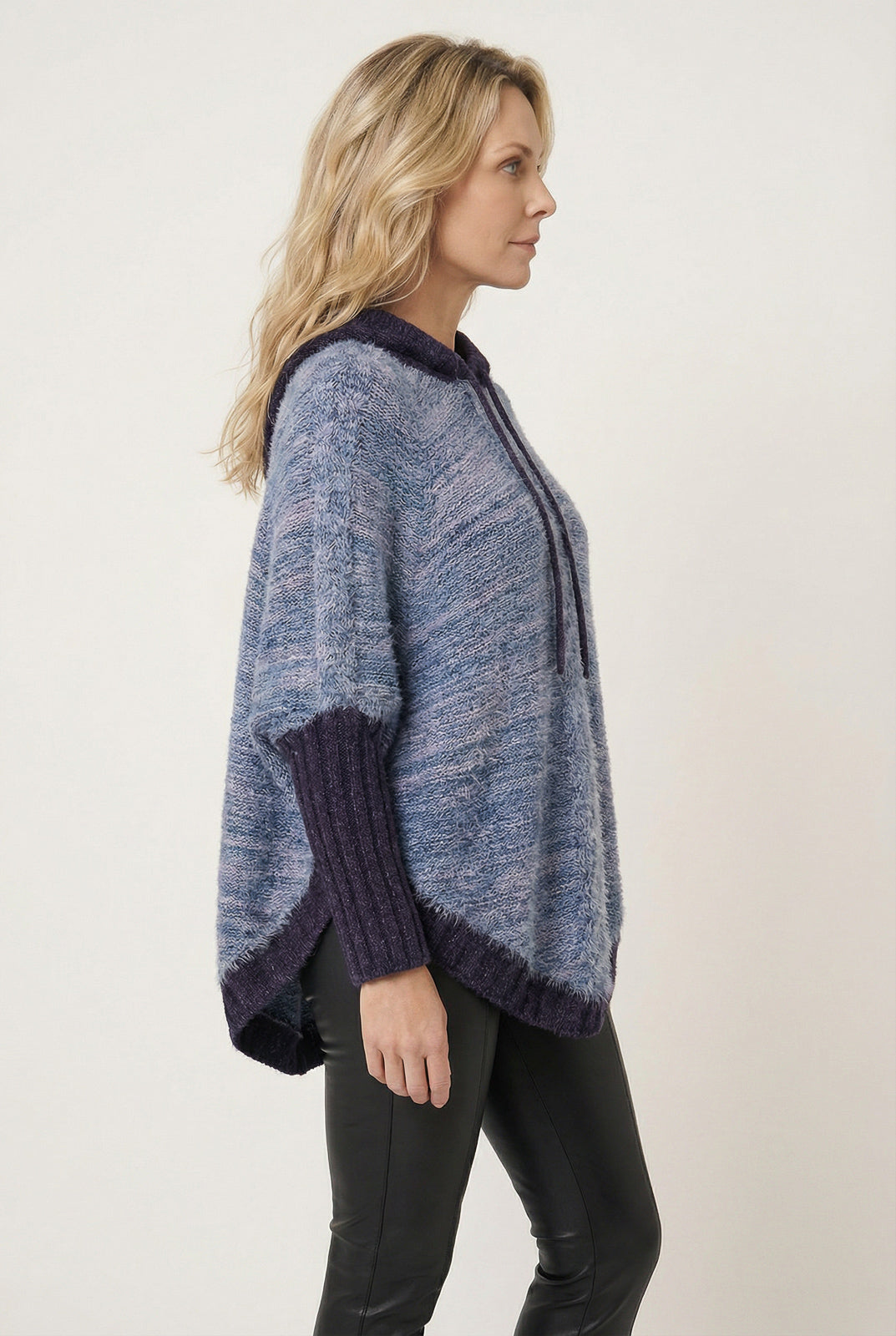 Poncho de tricô feminino mesclado 60003