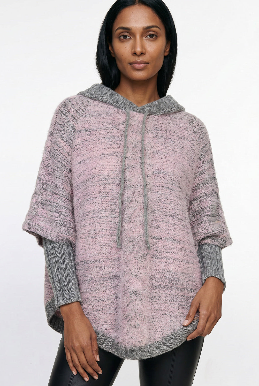 Poncho de tricô feminino mesclado 60003