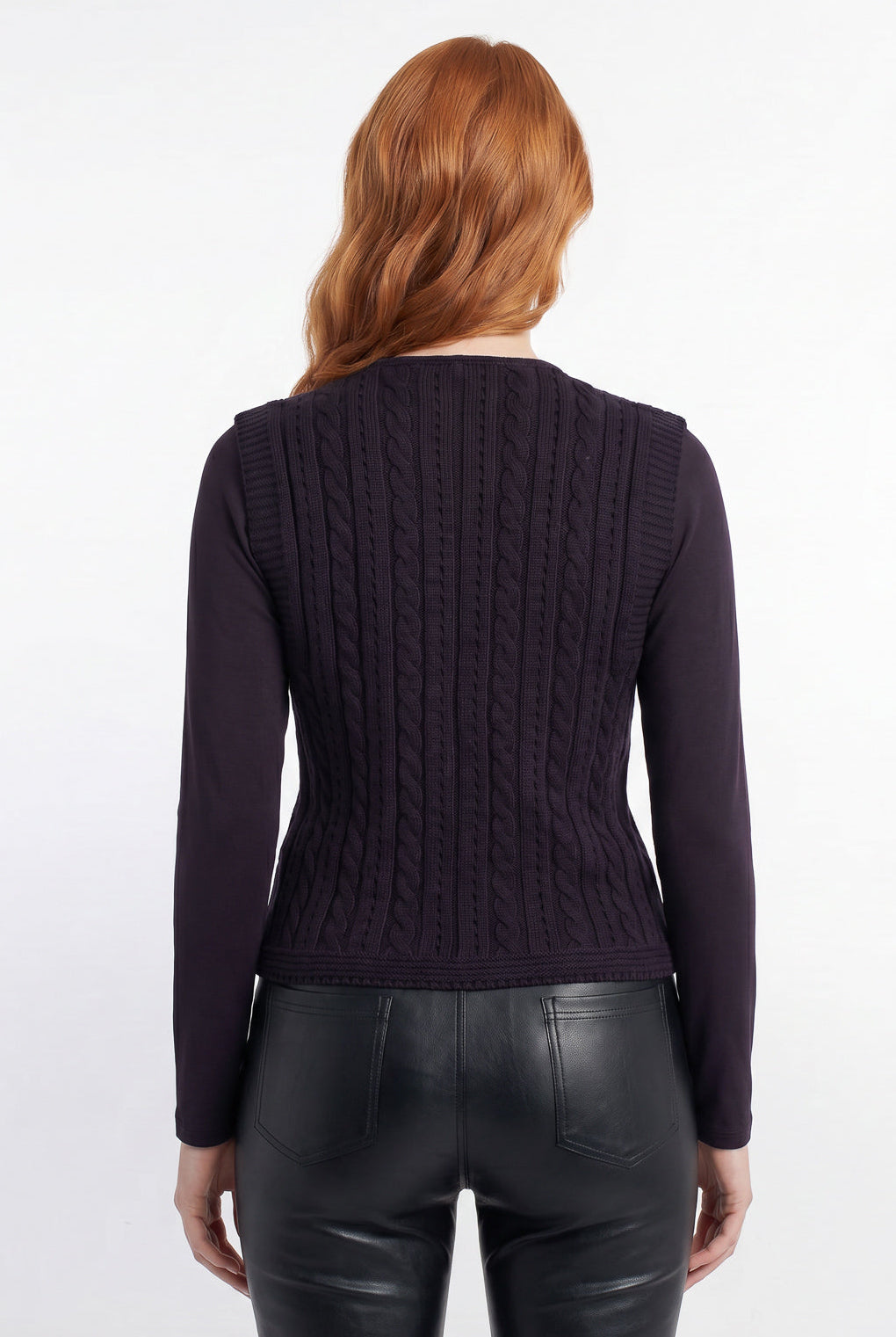 Colete de malha feminino com tranças 60006