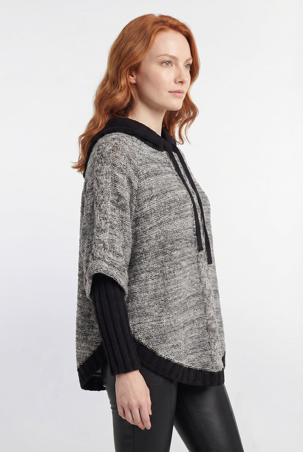 Poncho de tricô feminino mesclado 60003