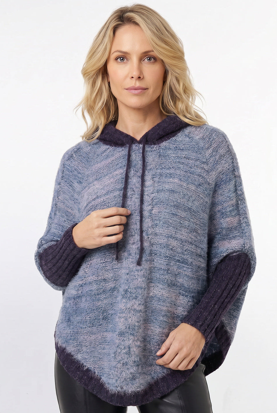Poncho de tricô feminino mesclado 60003