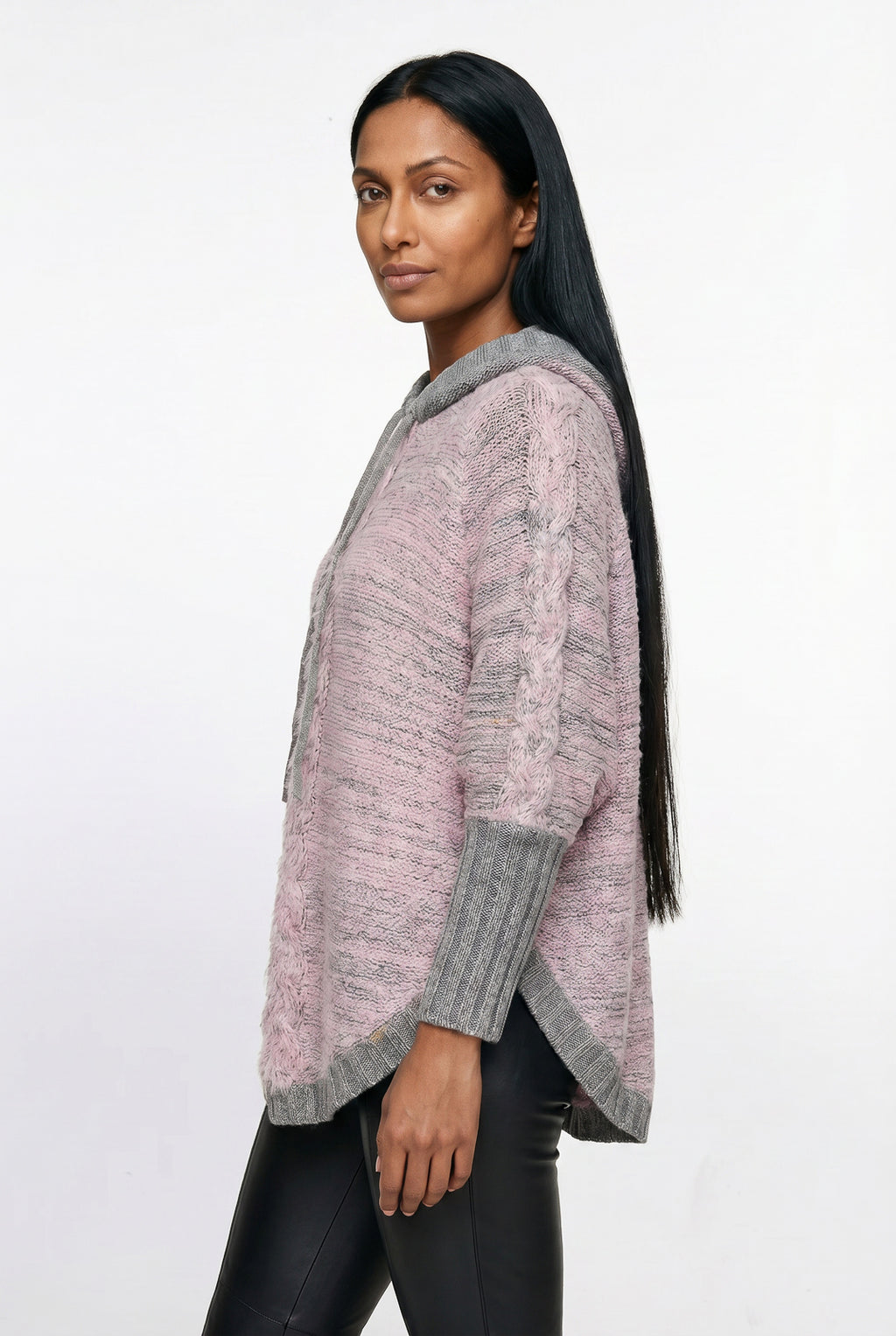 Poncho de tricô feminino mesclado 60003