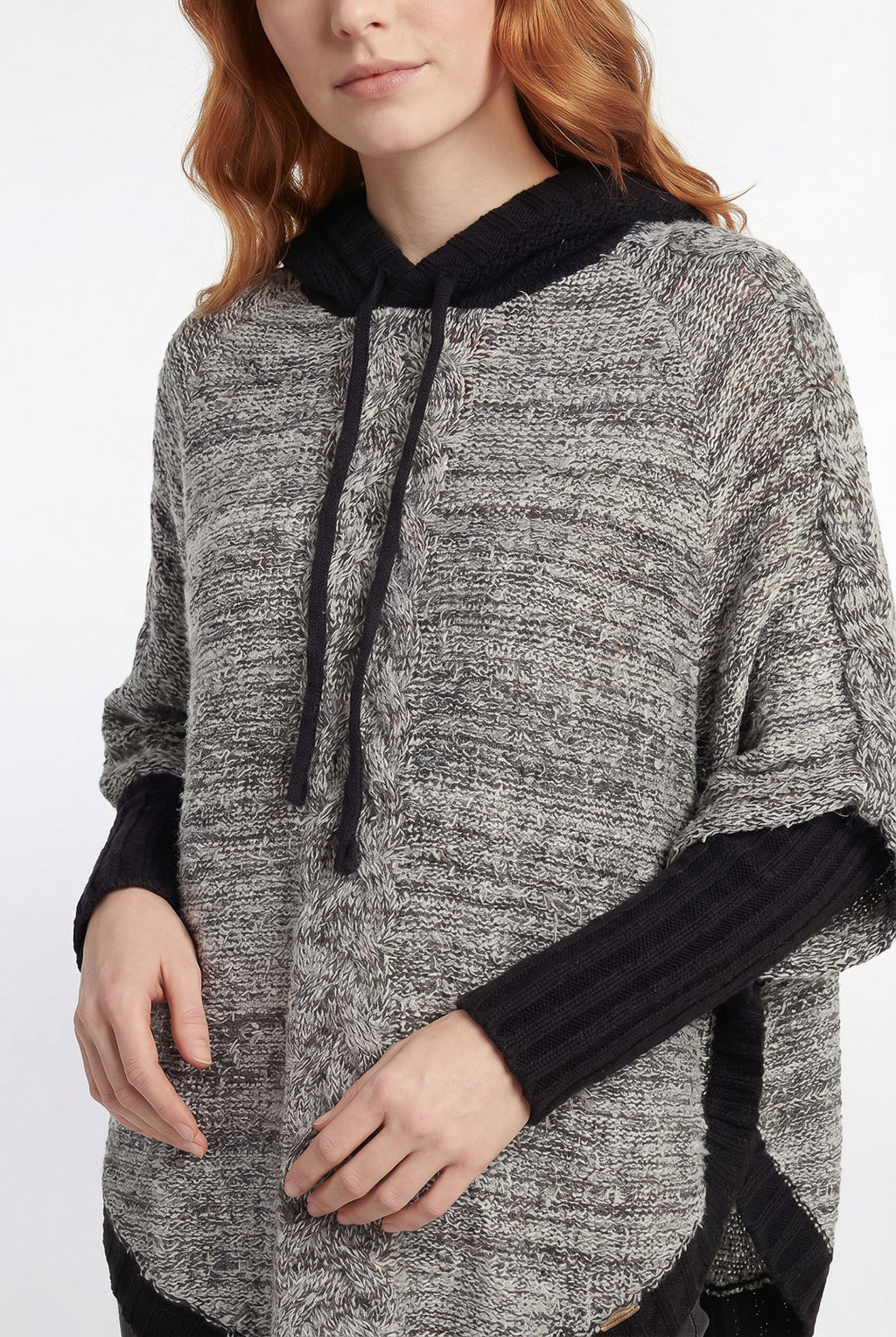 Poncho de tricô feminino mesclado 60003