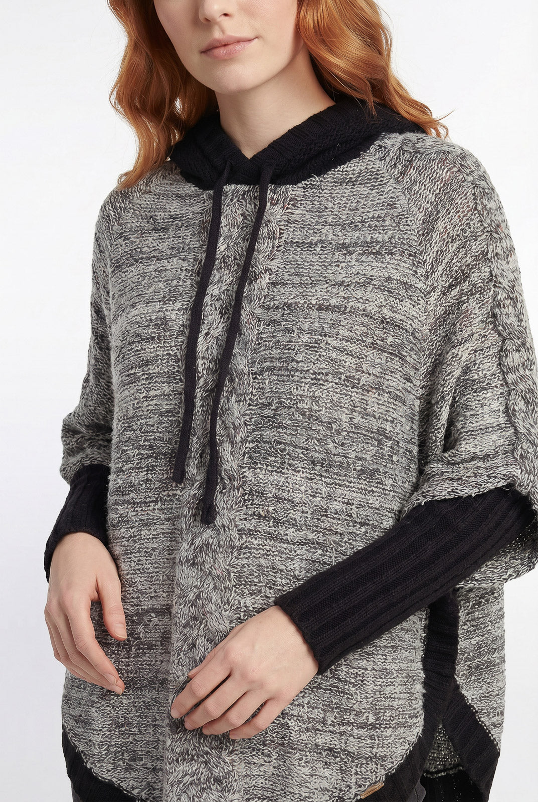 Poncho de tricô feminino mesclado 60003