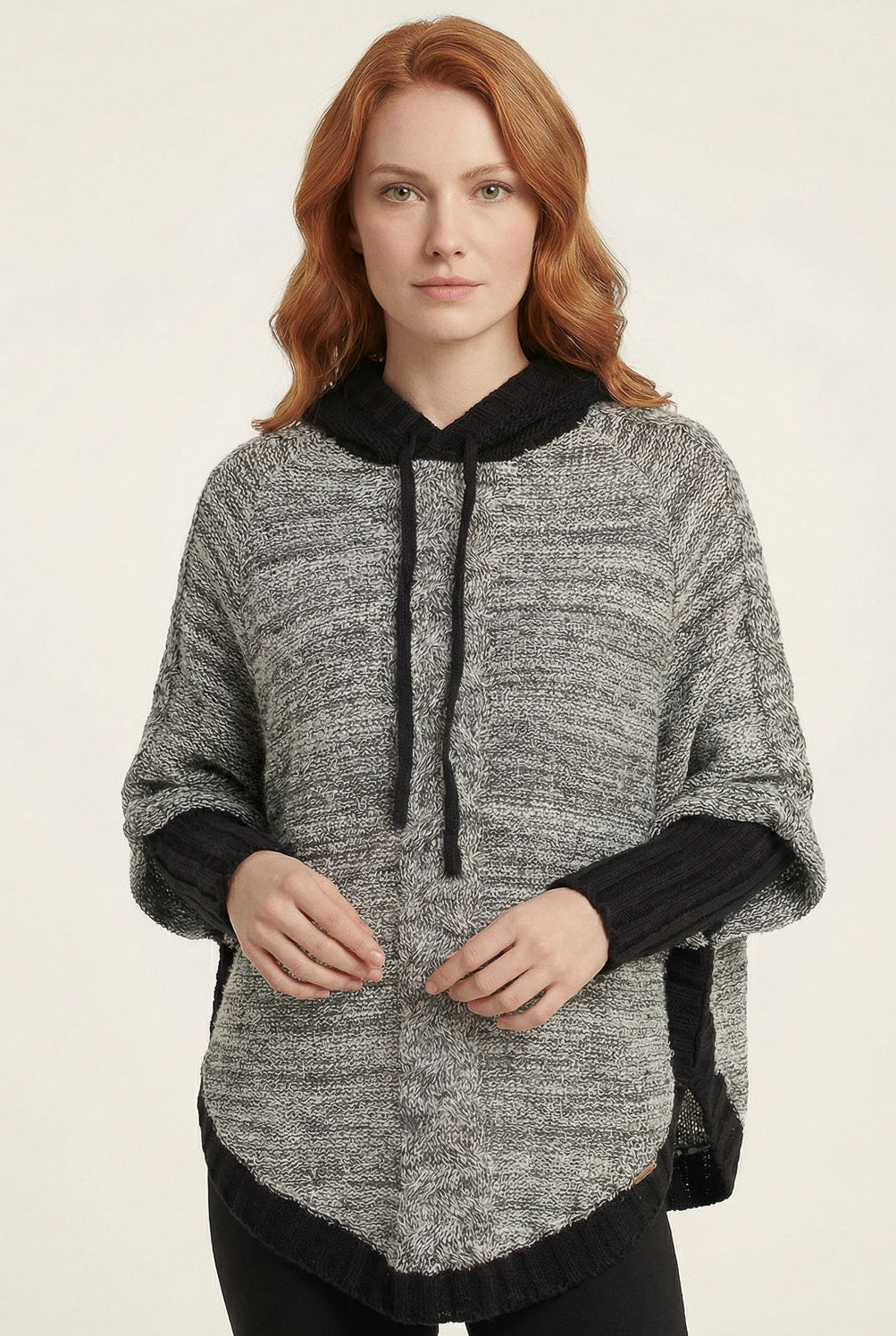Poncho de tricô feminino mesclado 60003