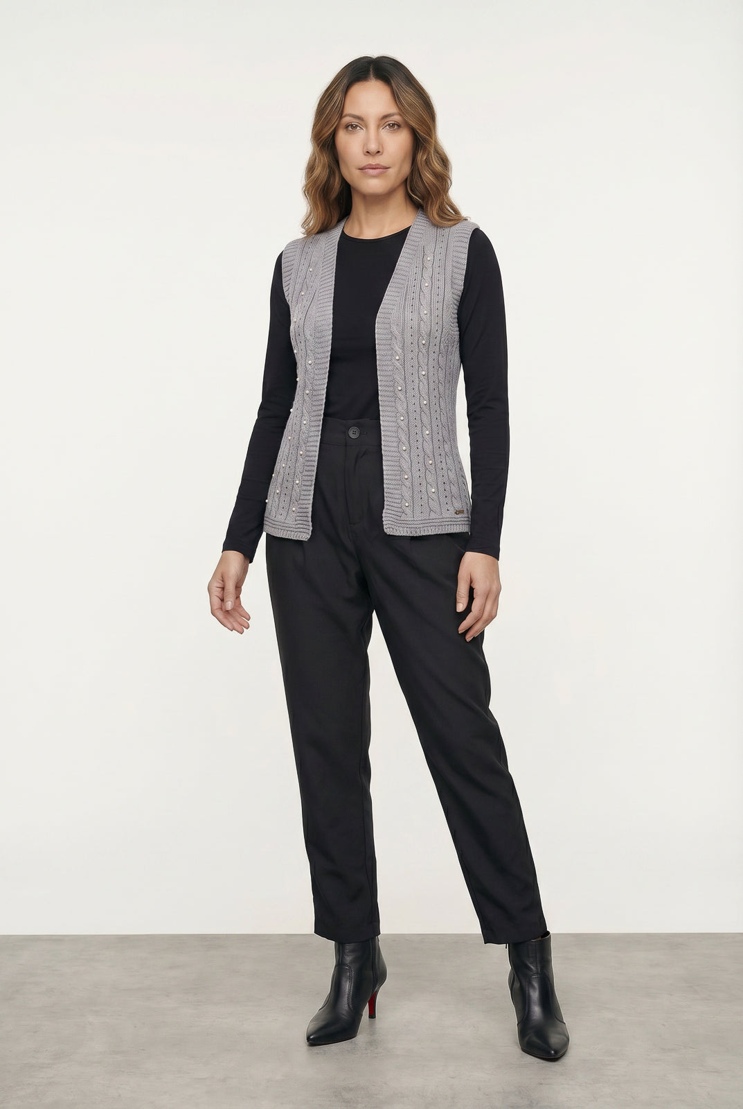 Colete de malha feminino com tranças 60006