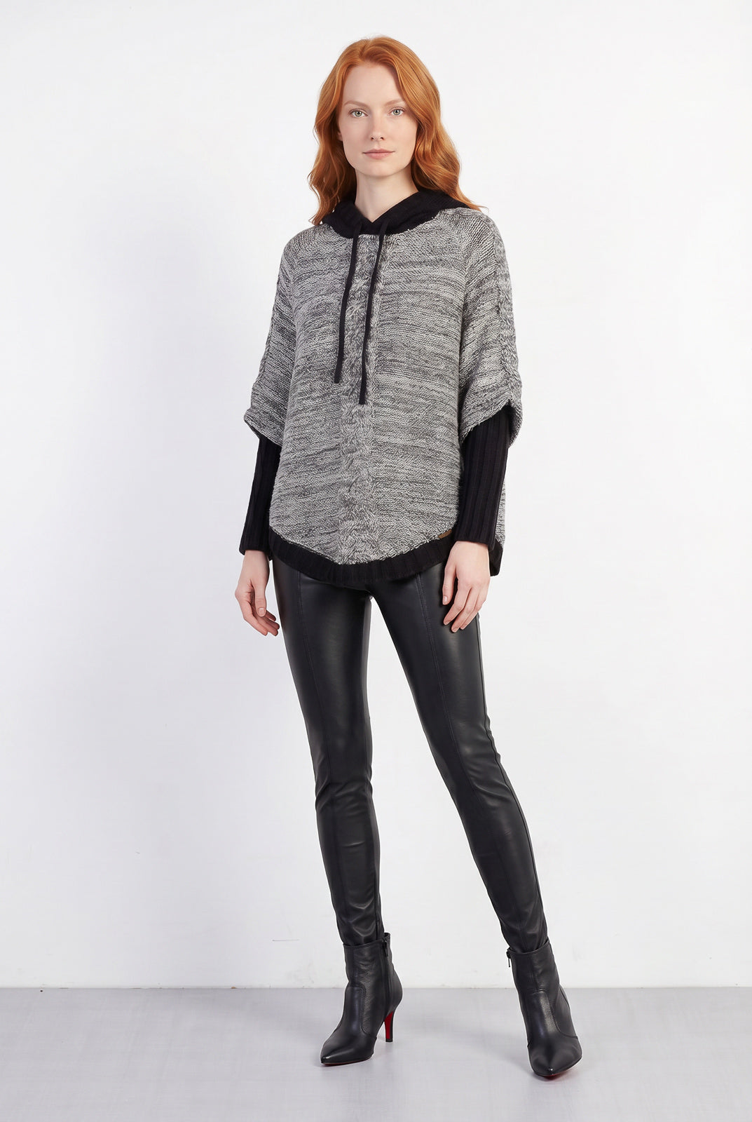 Poncho de tricô feminino mesclado 60003