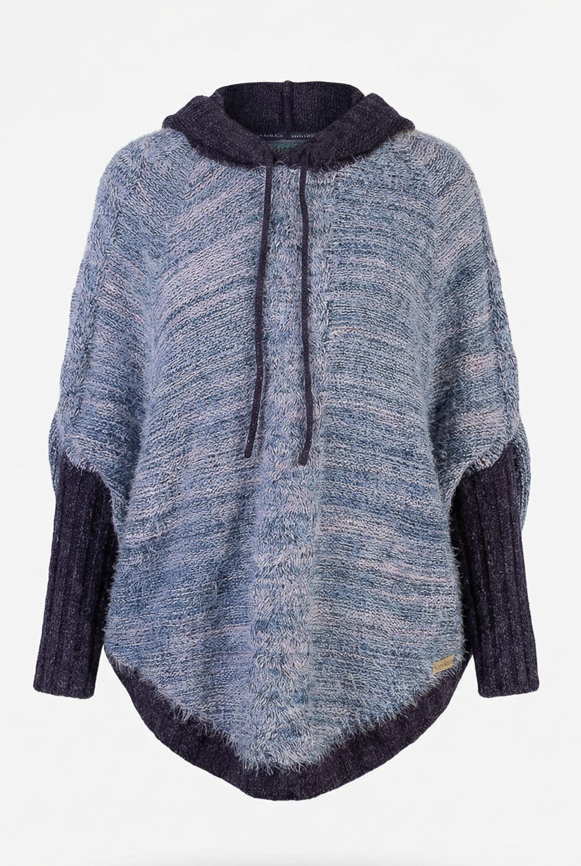 Poncho de tricô feminino mesclado 60003