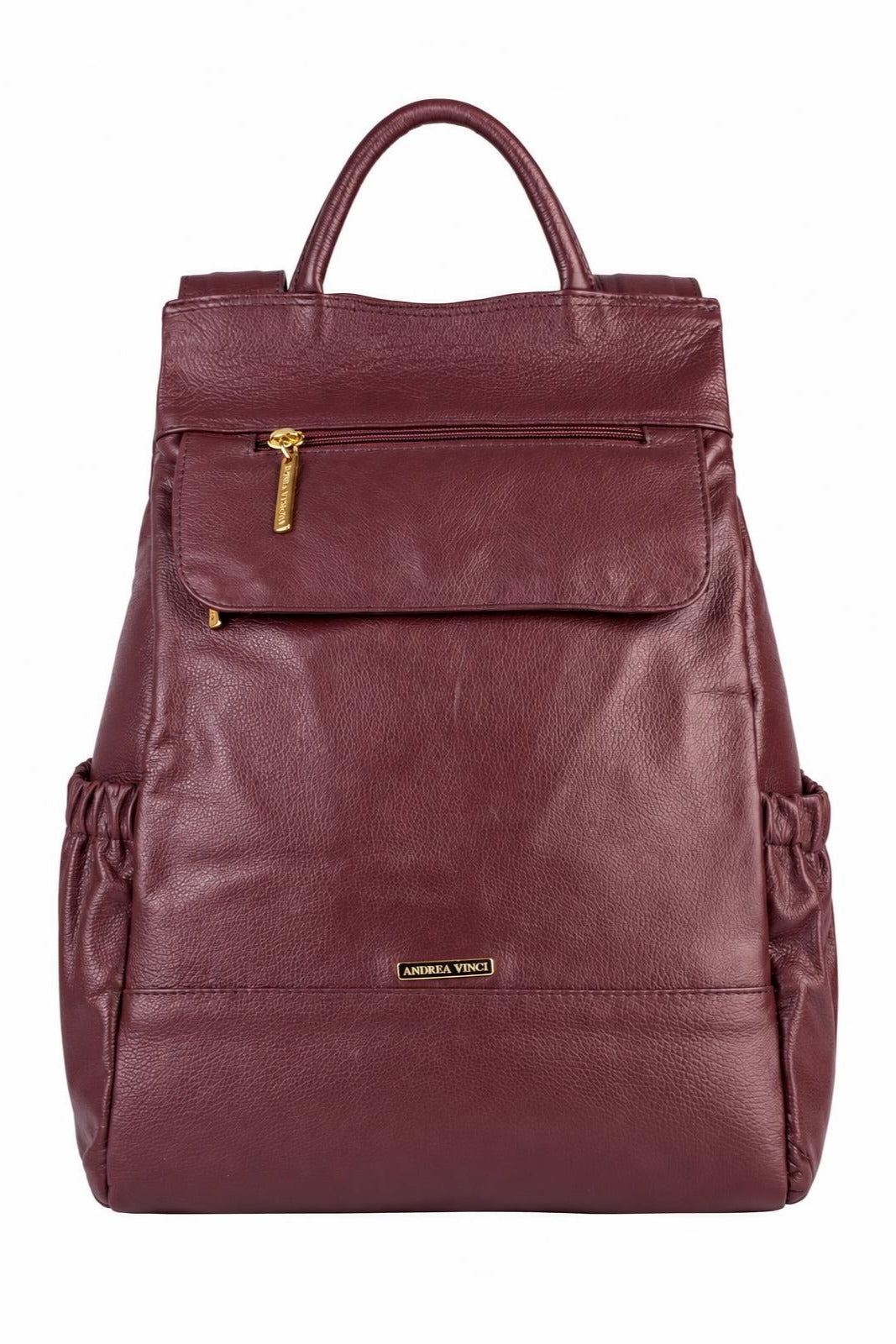 Mochila antifurto de couro liso Suelen — Marsala