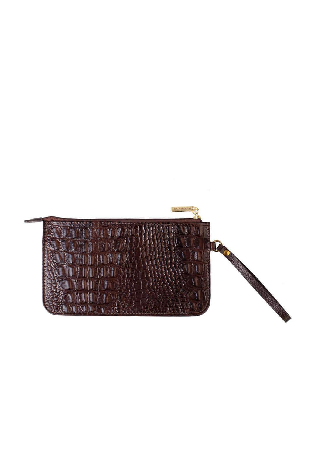 Necessaire de couro com alça Nitty 11,5x20,5cm - Enluaze