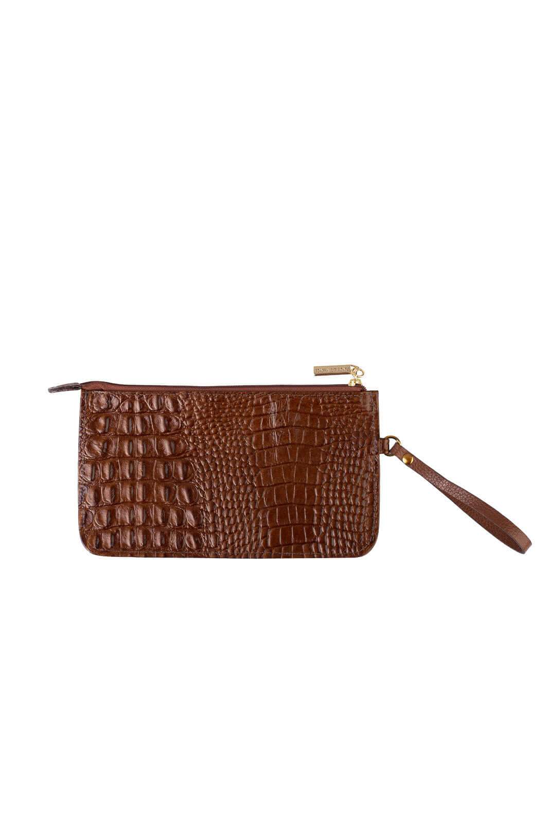 Necessaire de couro com alça Nitty 11,5x20,5cm - Enluaze