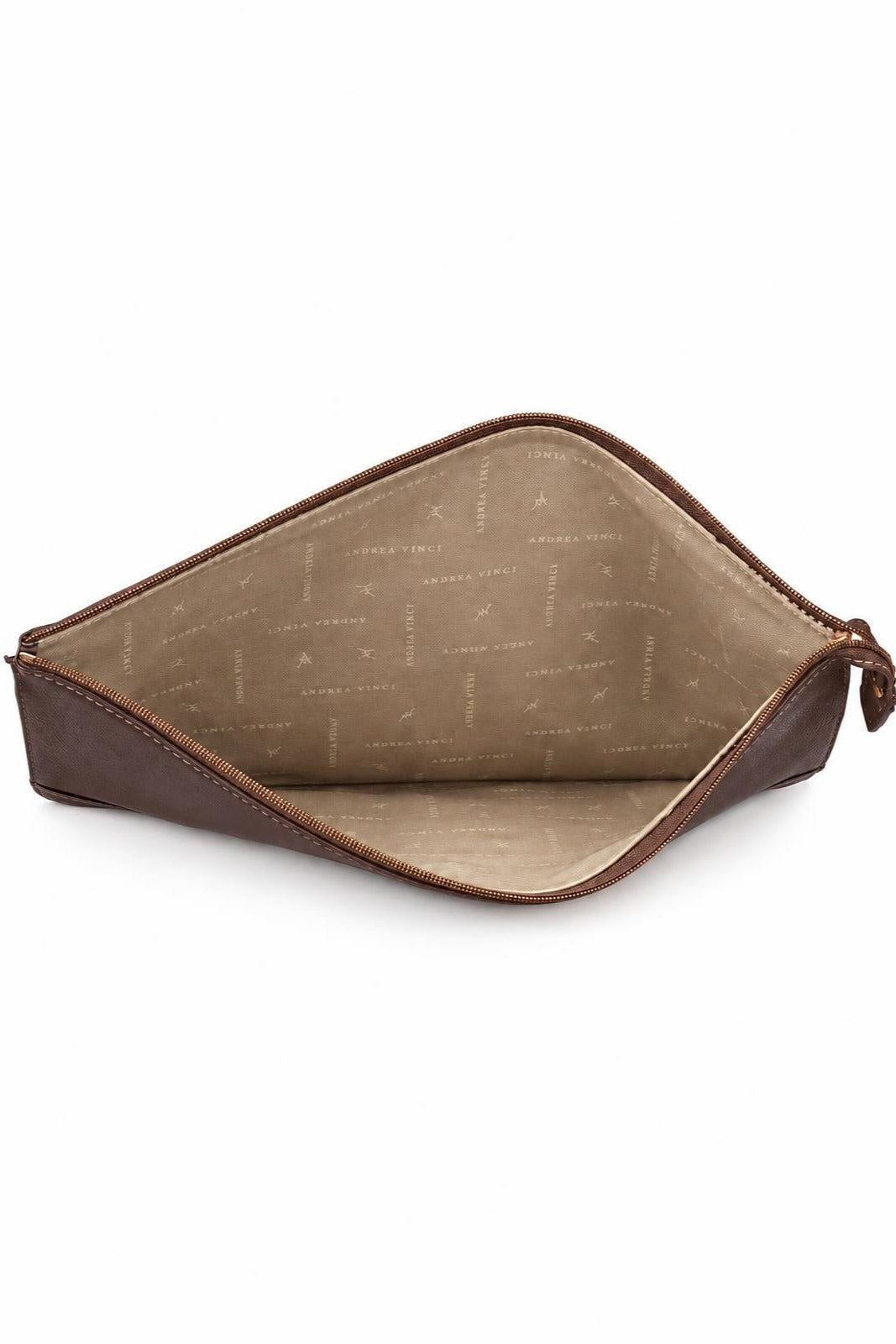 Pasta envelope de couro liso Bruna — Café
