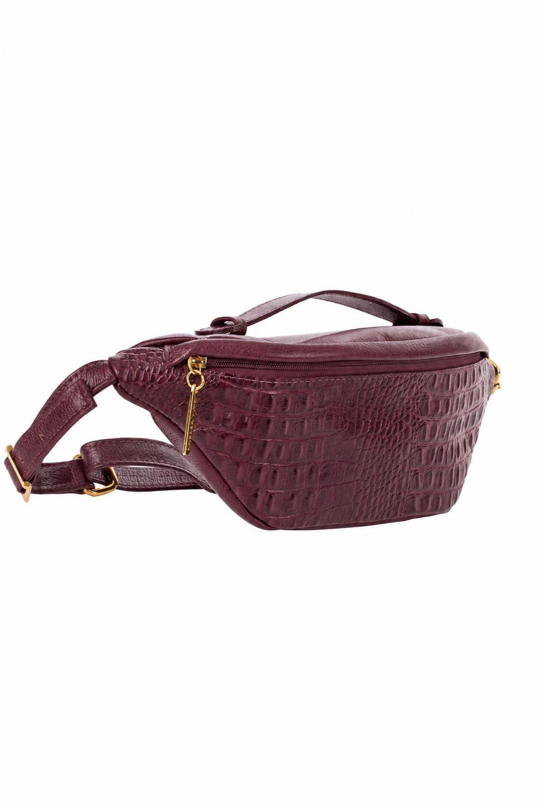 Pochete feminina de couro croco Dália — Marsala