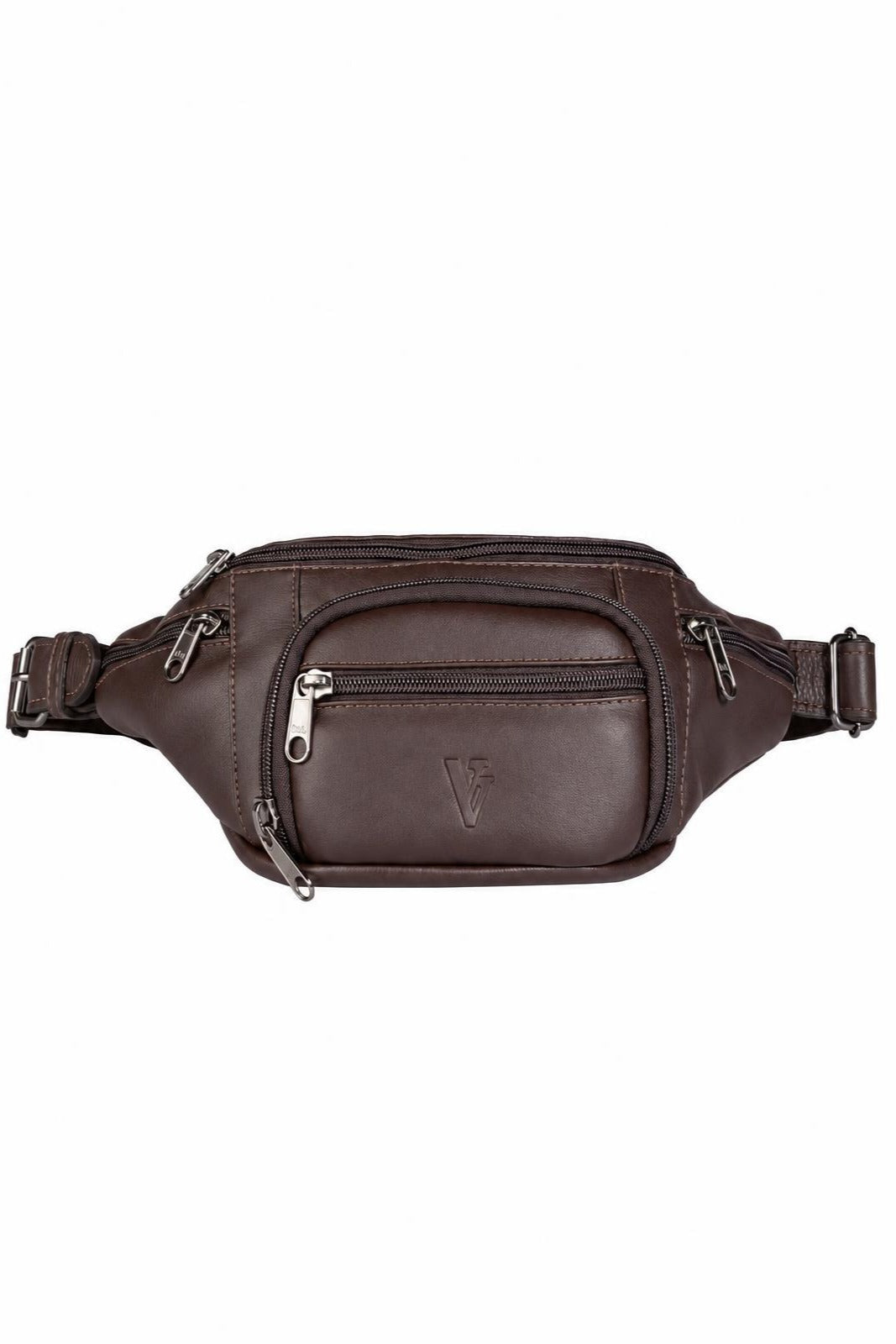 Pochete masculina de couro italiano David — Café