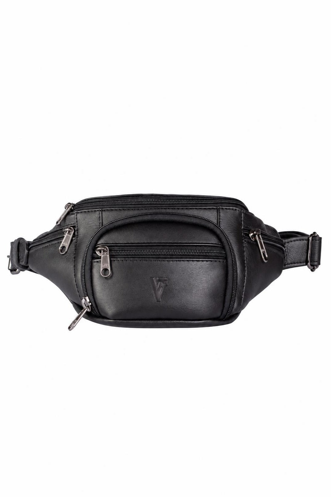 Pochete masculina de couro italiano David — Preta
