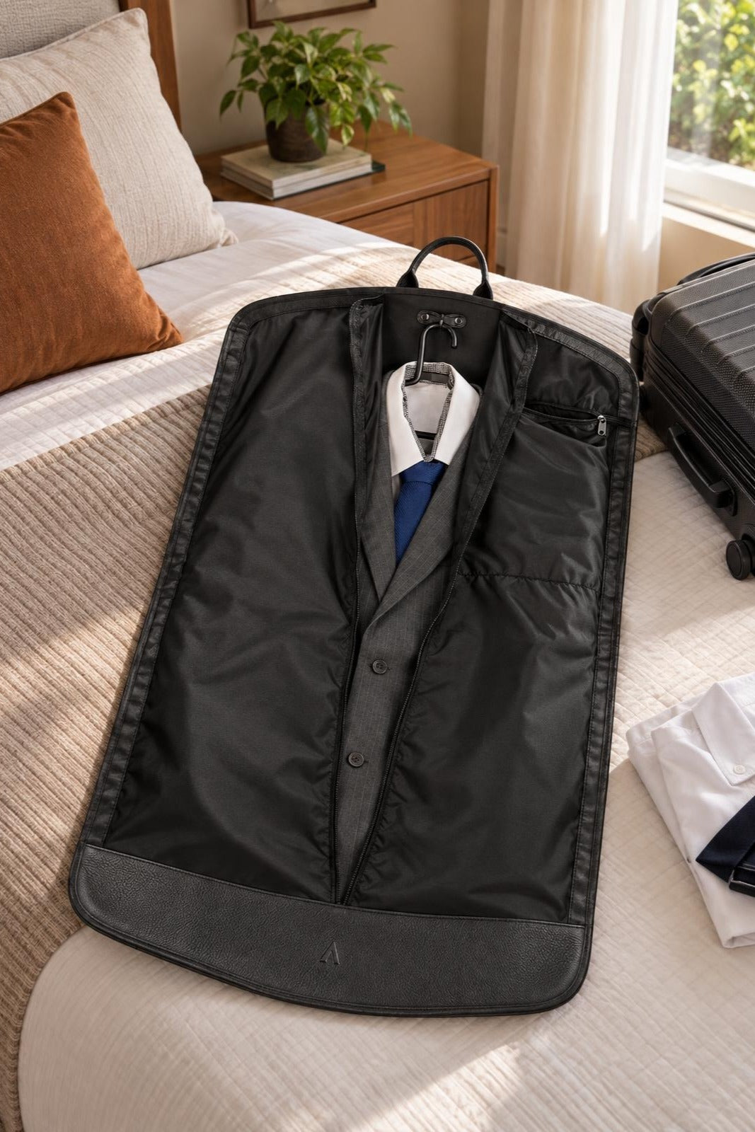 Porta-Terno em couro executivo para viagem — Preto