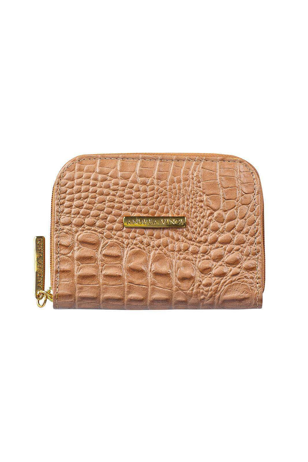 Carteira feminina de couro croco Kiara 10x13,5cm - Enluaze