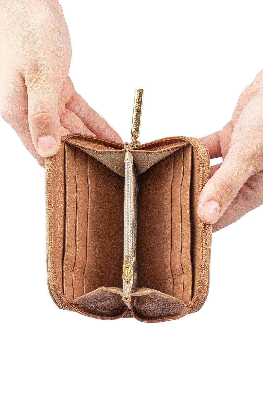 Carteira feminina de couro croco Kiara 10x13,5cm - Enluaze