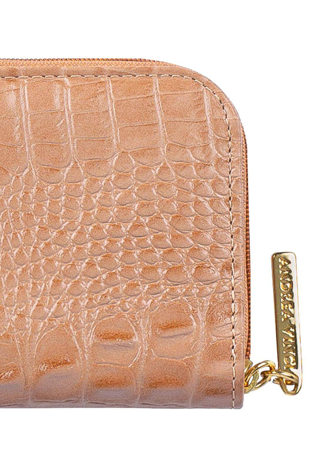 Carteira feminina de couro croco Kiara 10x13,5cm - Enluaze