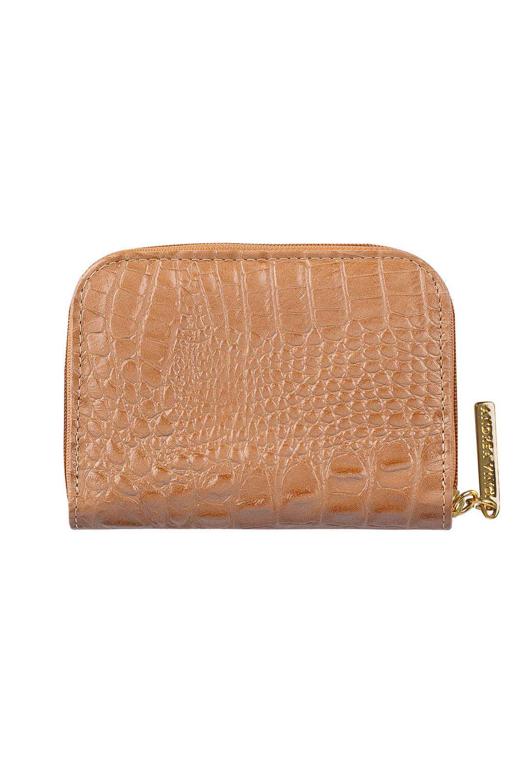 Carteira feminina de couro croco Kiara 10x13,5cm - Enluaze