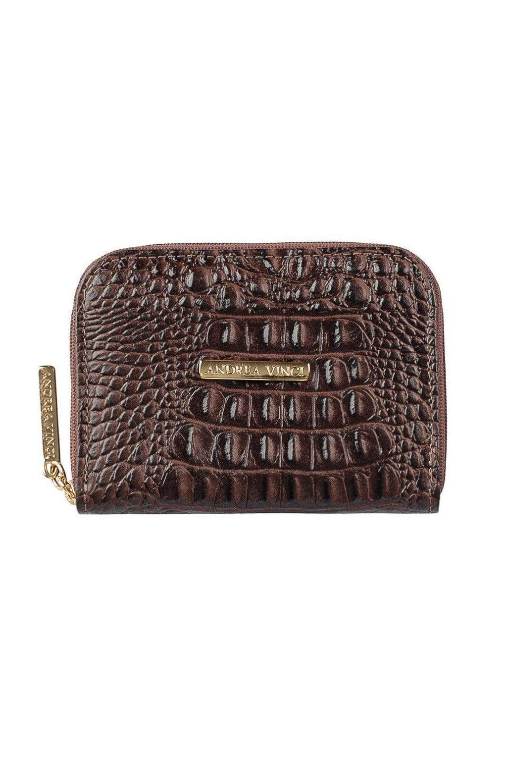 Carteira feminina de couro croco Kiara 10x13,5cm - Enluaze