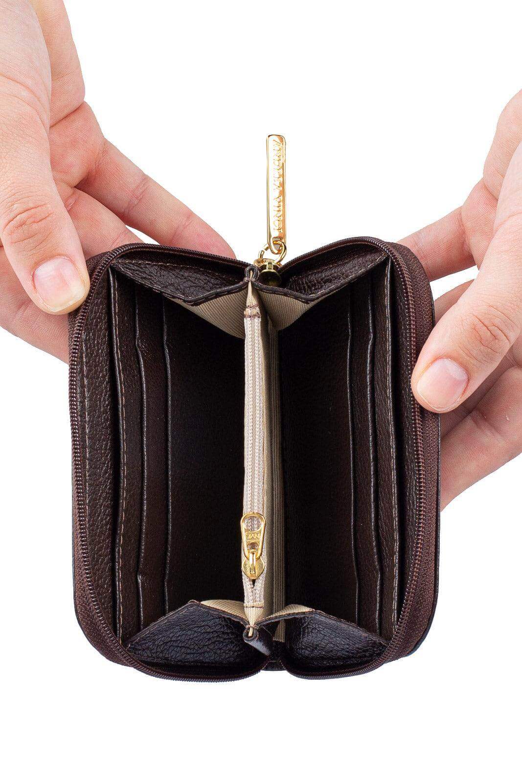 Carteira feminina de couro croco Kiara 10x13,5cm - Enluaze