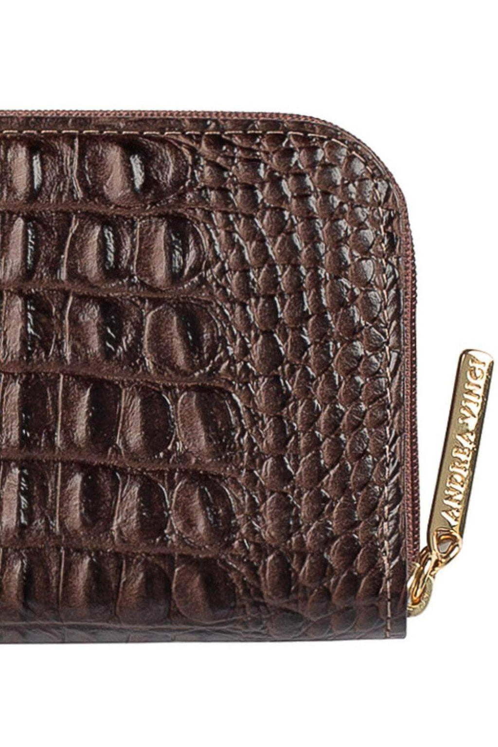Carteira feminina de couro croco Kiara 10x13,5cm - Enluaze