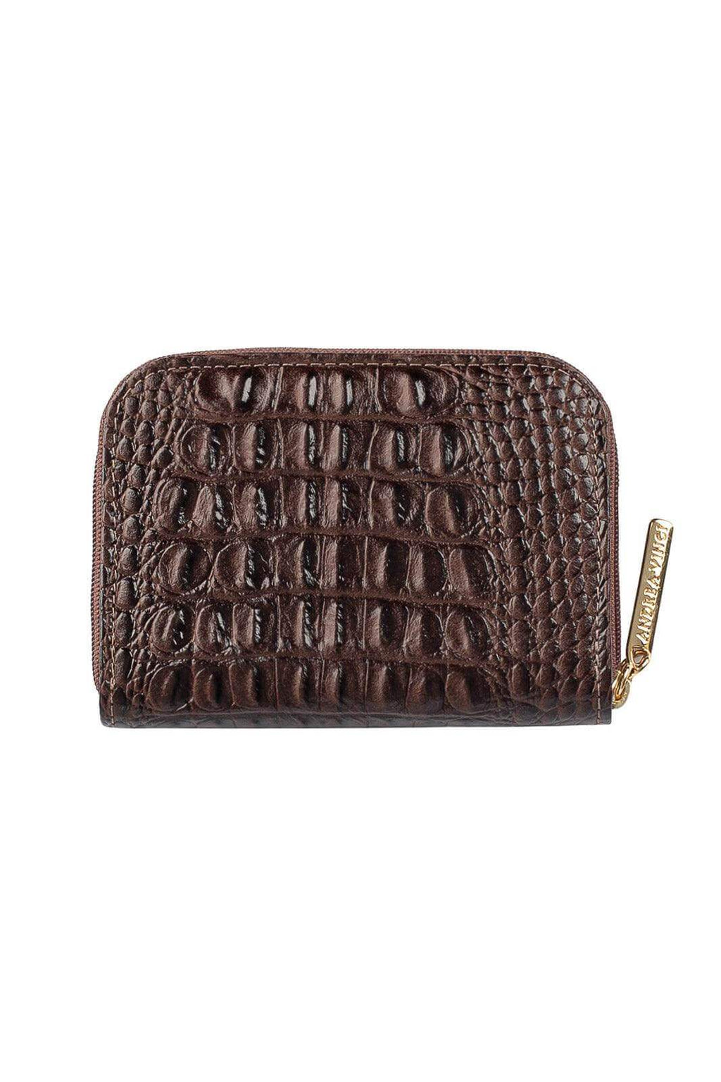 Carteira feminina de couro croco Kiara 10x13,5cm - Enluaze